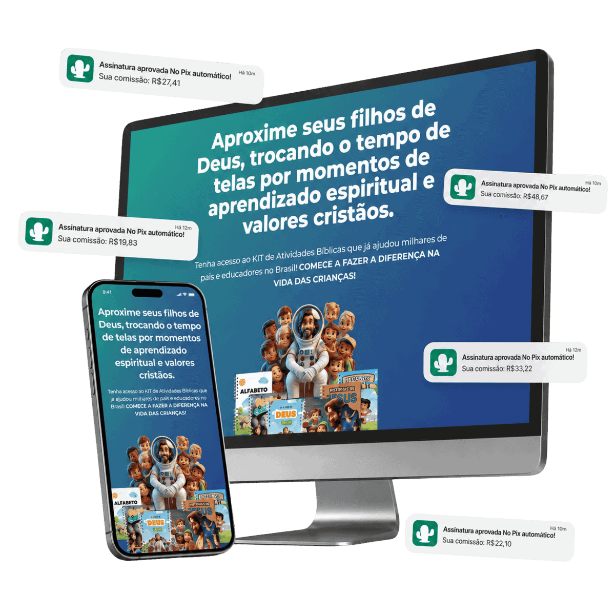 Aproxime seus filhos de Deus com recursos de aprendizado espiritual e valores cristãos.